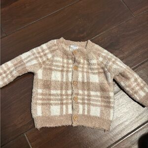 Cozy Kids Plaid Cardigan - Tan & Cream 0-3 months